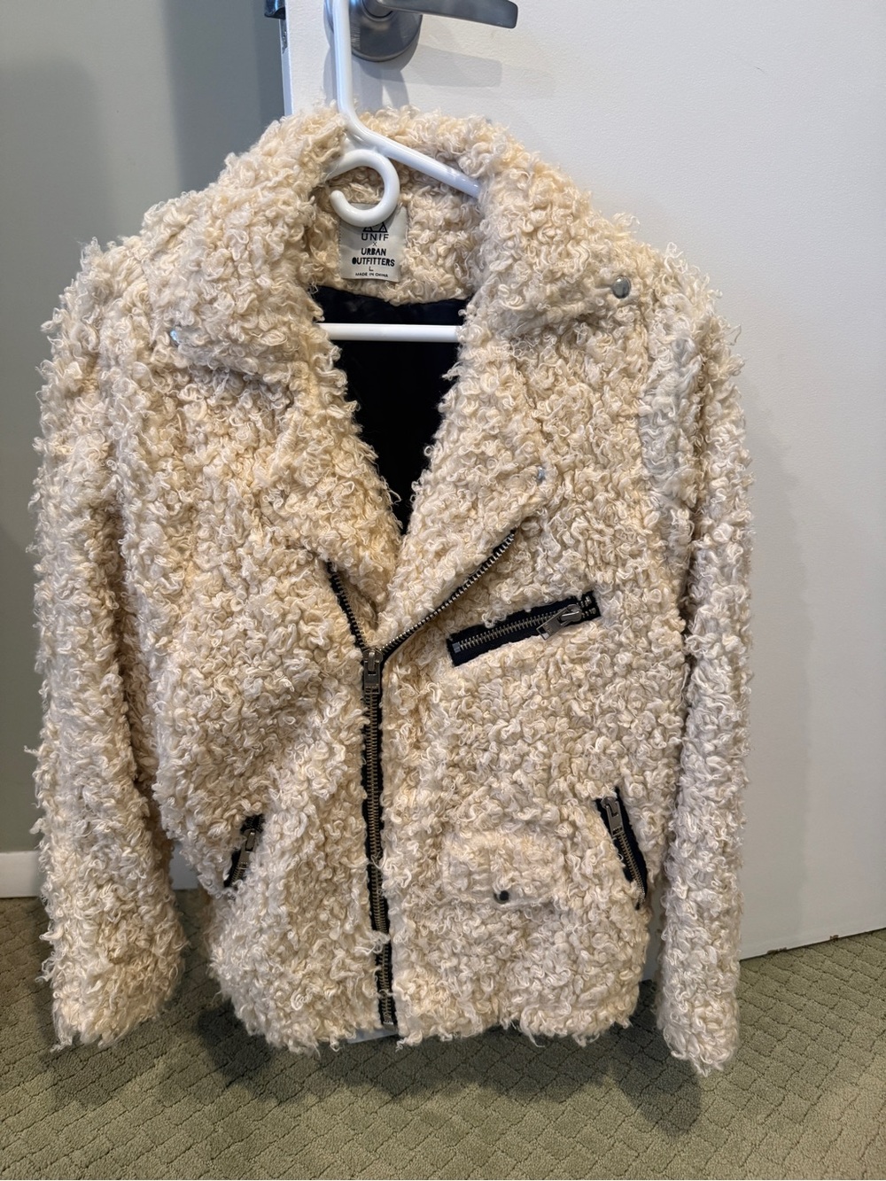 UNIF x Urban Outfitters Teddy Faux Shearling Moto Jacket